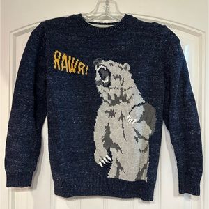 GAP Kids Grizzly Bear Polar Bear RAWR Sweater Size M 6-9 Years EUC